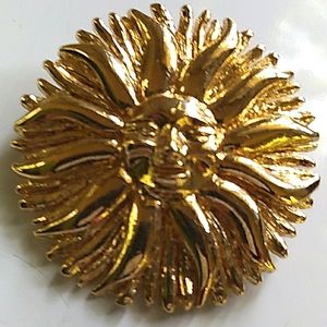 VTG St. John Gold Happy Smiling Blazing Sun Brooch